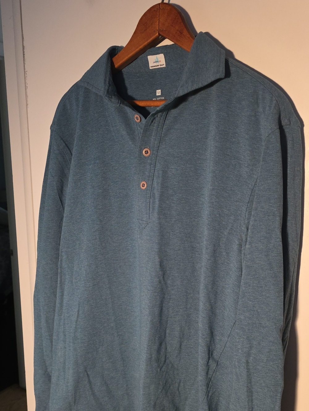 johnnie O Medium Casual Long-Sleeve Polo Shirt - Teal Blue Perfect Condition